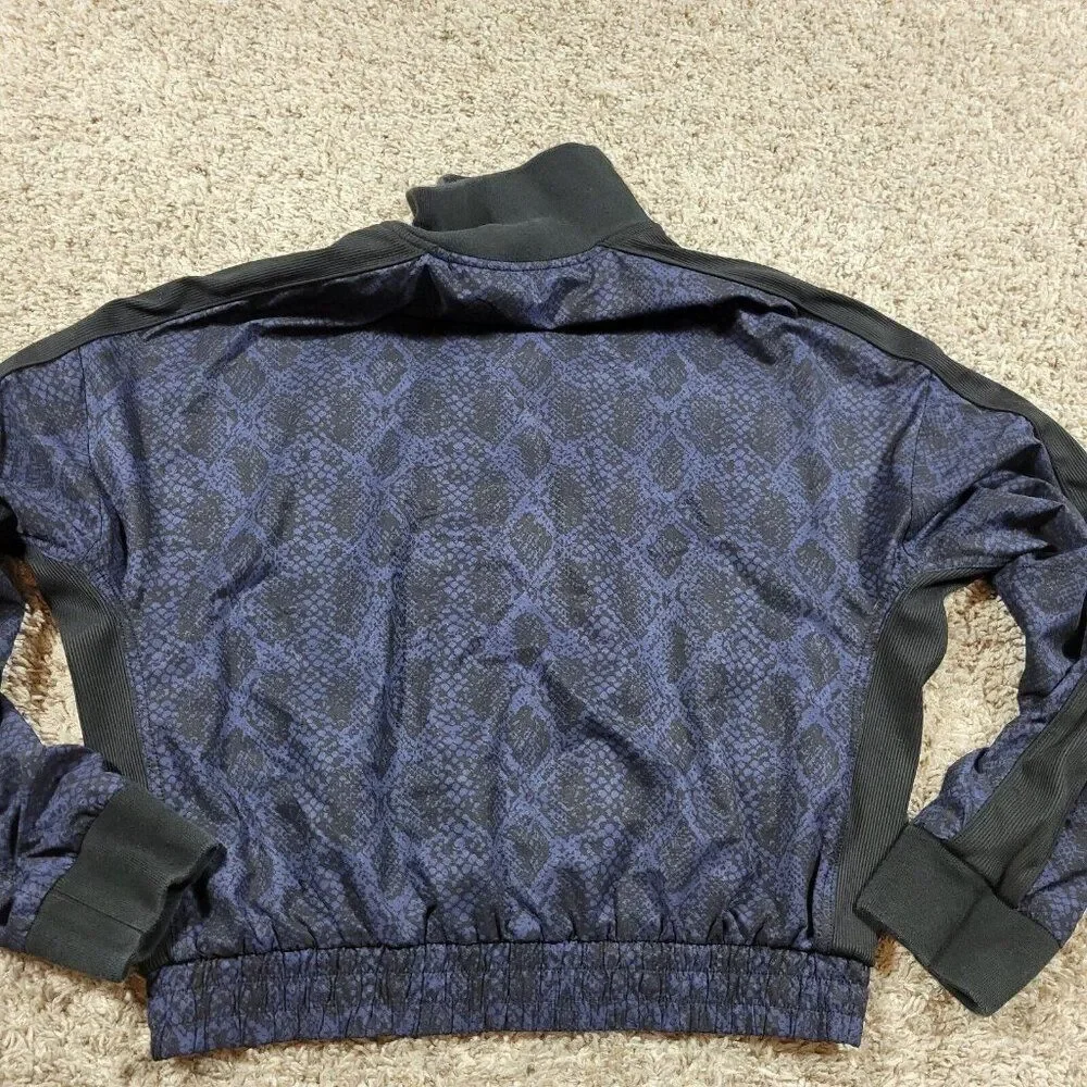 Athleta Brooklyn Track Bomber Jacket Womens X-Small XS Snake Print Blue Full Zip - Picture 5 of 8